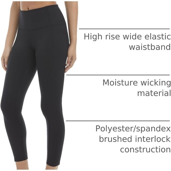 Danskin Brushed High-Rise 7/8 Leggings – Black Salt (Size Medium) Athletic - Picture 2 of 5